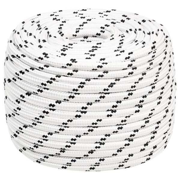 vidaXL Braided Boat Rope White 0.55 "x82.0 ' Polyester