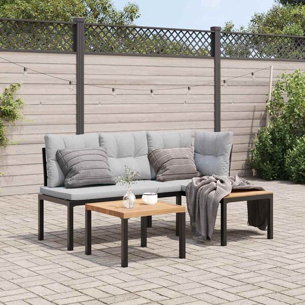 vidaXL Bench Set Black, Light Grey