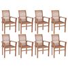 vidaXL Dining Chair Set of 8 Warm Brown Solid Teak Wood Mid Stackable