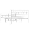 vidaXL Metal Bed Frame White Powder-Coated Steel 53.1x74.8 in Bed Frame