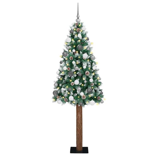 vidaXL Slim Christmas Tree Green 82.7" PVC and Solid Pine wood
