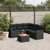vidaXL Garden Sofa Set Black Poly Rattan, Powder-Coated Steel, Acacia Wood