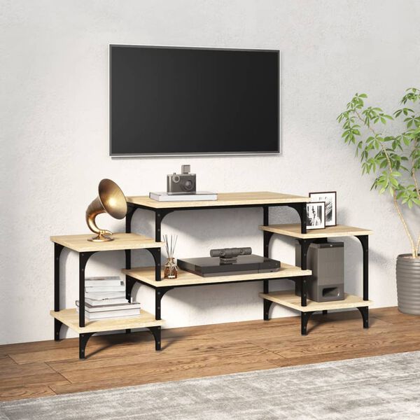 vidaXL TV Cabinet Sonoma oak Engineered wood, Steel Medium TV Cabinet