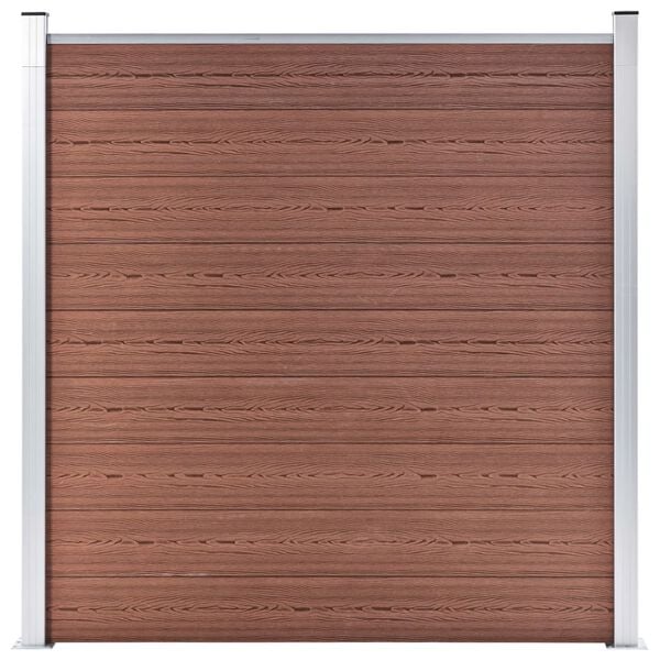 vidaXL WPC Fence Set 5 Square + 1 Slanted 379.9"x73.2" Brown