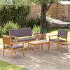 vidaXL Garden Sofa Set 4 pcs Brown 47.24 x 25.79 x 31.10 in