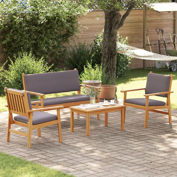 vidaXL Garden Sofa Set 4 pcs Brown 47.24 x 25.79 x 31.10 in