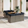vidaXL 6 Piece Patio Sofa Set with Cushions Gray Poly Rattan