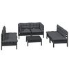 vidaXL Garden Lounge Set Black, Anthracite Solid pinewood, 100% polyester