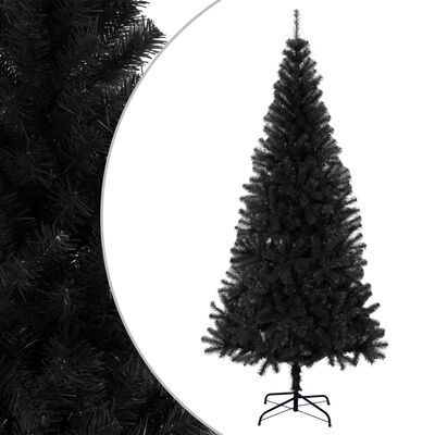 vidaXL Artificial Christmas Tree with Stand Black 8 ft PVC