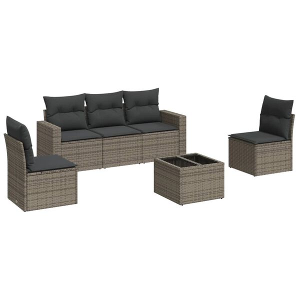 vidaXL Garden Sofa Set Grey Poly Rattan, Powder-Coated Steel Medium