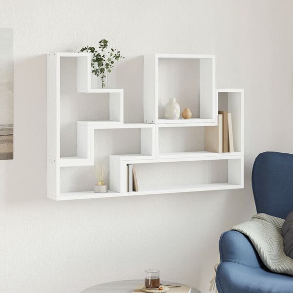 vidaXL Wall Shelf White Engineered Wood 37.8 x 4.7 x 25.2 in