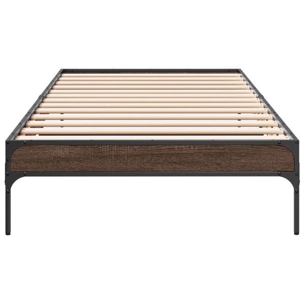 vidaXL Bed Frame Brown oak Engineered wood 39.4 x 78.7 in Durable