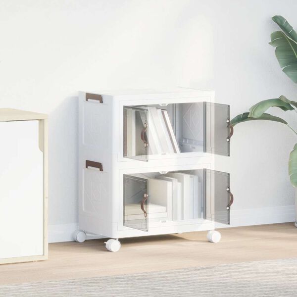 vidaXL Stackable Storage Box with Wheels 2-Tier 7.4 gal 19.1x11.6x23.4"