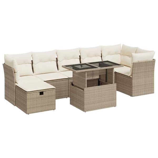 vidaXL Garden Sofa Set Beige, Cream White