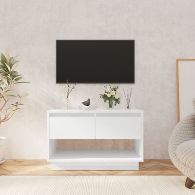 vidaXL TV Cabinet High Gloss White 27.6"x16.1"x17.3" Engineered Wood