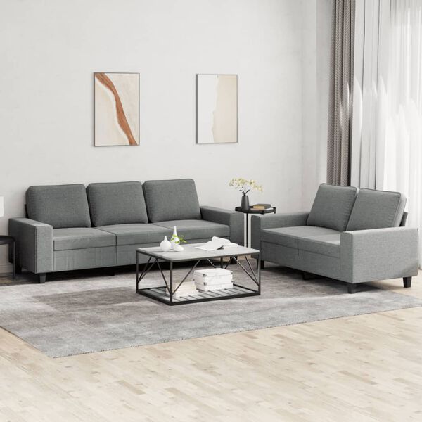 vidaXL Sofa Set Dark gray Polyester 2-Seater Sofa Set Rectangular
