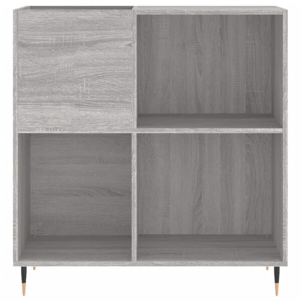 vidaXL Record Cabinet Grey Sonoma Made from Engineered Wood, Iron Medium