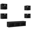 vidaXL TV Wall Unit Set of 7 Black Engineered Wood, Glass Large