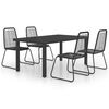 vidaXL Dining Set Black PVC Rattan, Powder-Coated Steel, Aluminum, WPC