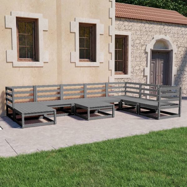 vidaXL Garden Lounge Set Grey Solid pinewood Medium Modular Rustic