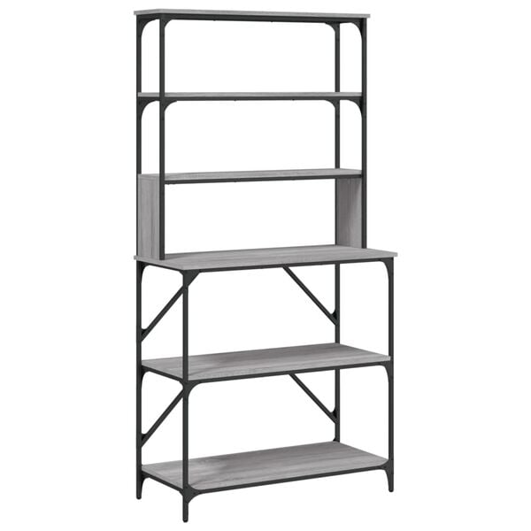 vidaXL Baker's Rack 6-Tier Grey Sonoma 35.4x15.7x70.9" Engineered Wood