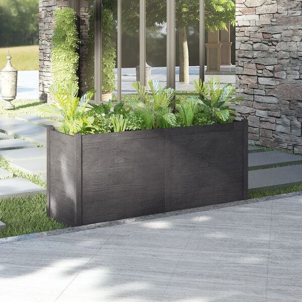 vidaXL Garden Planter Grey Solid pinewood Large Durable Garden Planter
