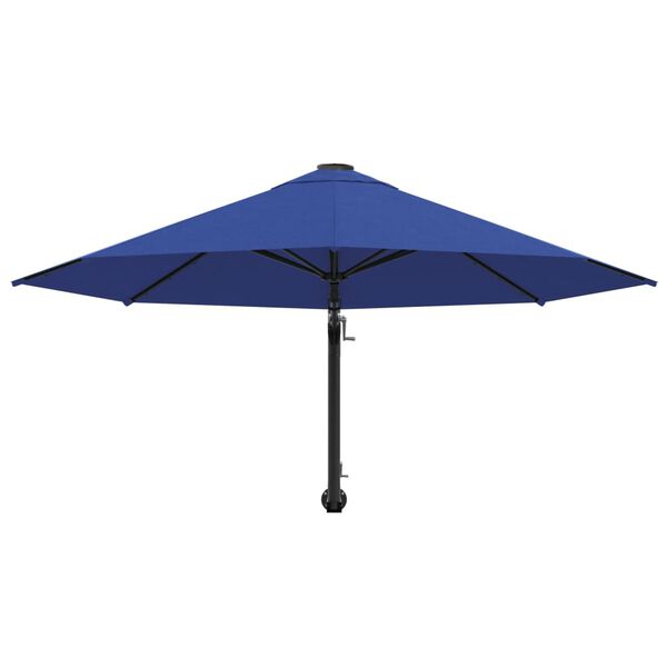 vidaXL Wall-Mounted Garden Parasol with Metal Pole 118.1" Blue