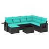 vidaXL 8 Piece Garden Sofa Set with Cushions Black Poly Rattan