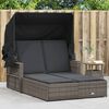 vidaXL Double Sun Lounger Grey PE Rattan Double Adjustable Armrests