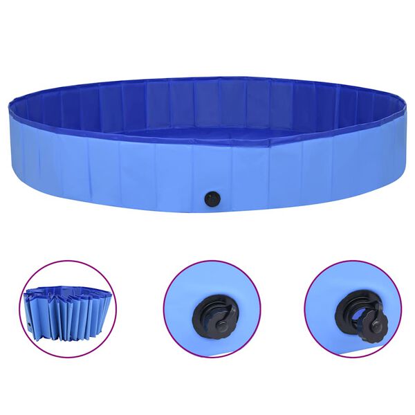vidaXL Dog Swimming Pool Blue PVC 118.1 x 15.7 in Collapsible