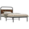 vidaXL Bed Frame Smoked Oak Steel, Engineered Wood Single Bed Frame