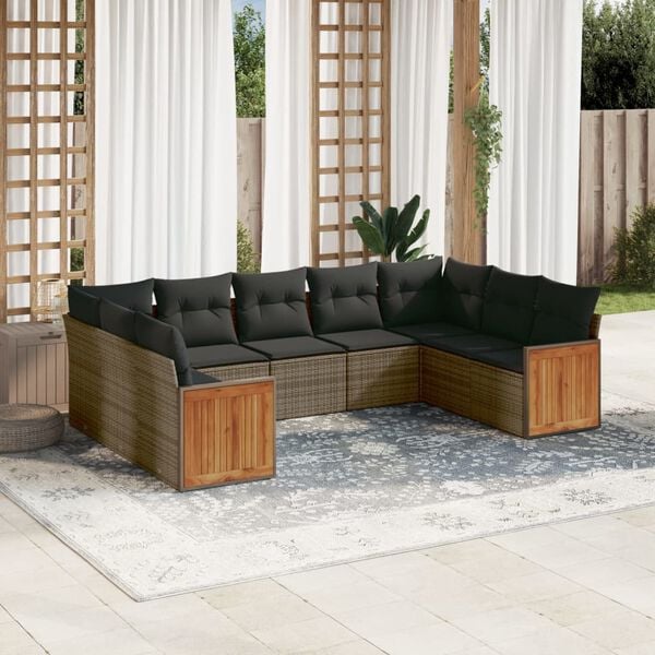 vidaXL Garden Sofa Set Grey PE rattan Large Modular Garden Sofa Set