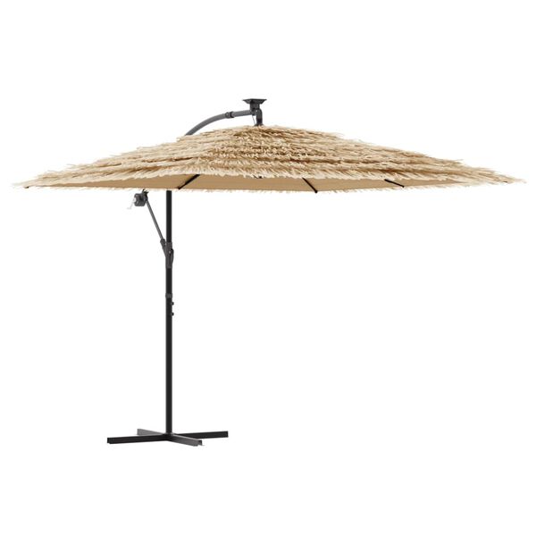 vidaXL Garden Parasol Brown Polyester Large Collapsible Garden Parasol