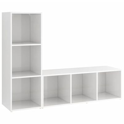 vidaXL TV Cabinets 2 pcs High Gloss White 42.1"x14"x15" Chipboard