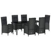 vidaXL Garden Dining Set with Cushion 7 pcs Black Poly Rattan
