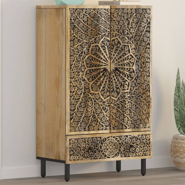 vidaXL Highboard 23.6"x13"x39.4" Solid Wood Mango