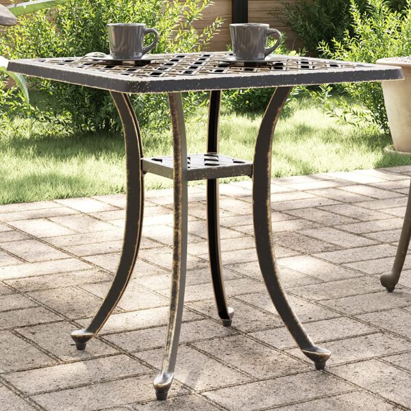 vidaXL Garden Table Bronze Cast Aluminum Small Decorative Inlays