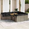 vidaXL Garden Sofa Set Grey PE Rattan Large Adjustable Armrests