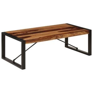 vidaXL Coffee Table Brown Solid Acacia wood, Powder-Coated Steel