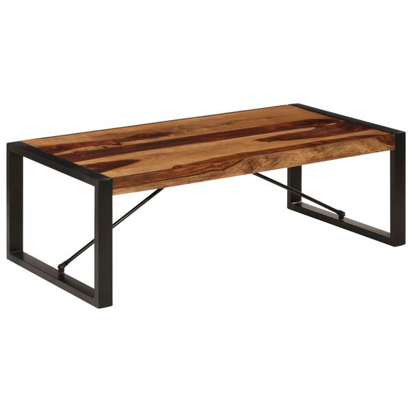 vidaXL Coffee Table Brown Solid Acacia wood, Powder-Coated Steel