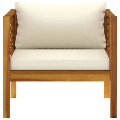vidaXL Patio Chair with Cream White Cushions Solid Acacia Wood