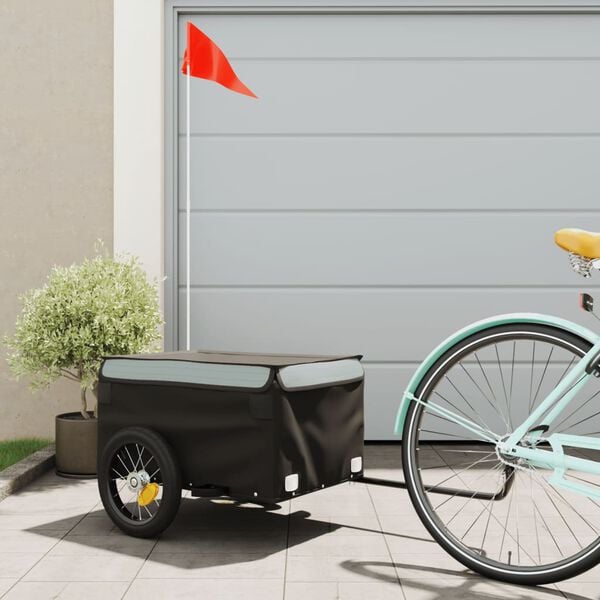 vidaXL Bike Trailer Black and Grey 66.1 lb Iron