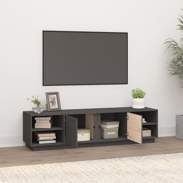 vidaXL TV Cabinet Grey Solid pine wood Large TV Cabinet Rectangular