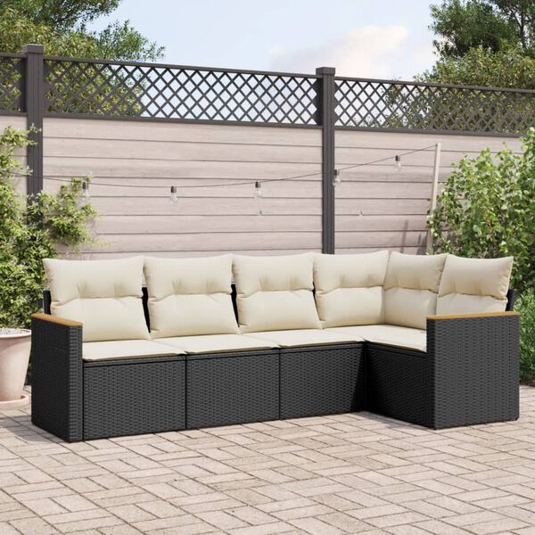 vidaXL Garden Sofa Set Black, Cream White