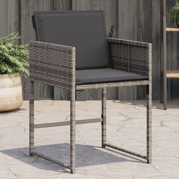 vidaXL Patio Chair Grey PE rattan, powder-coated steel Standard Foldable