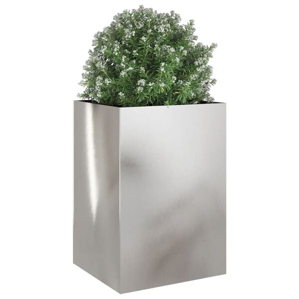 vidaXL Planter Silver Stainless Steel Large Decorative Inlays Planter