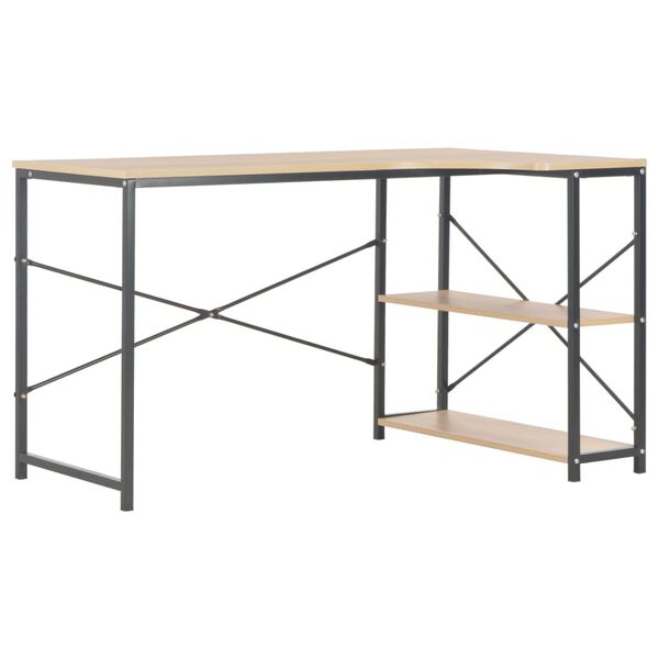 vidaXL Computer Desk Black and Oak 47.2"x28.3"x27.6"