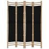vidaXL Folding 4-Panel Room Divider 63" Bamboo and Canvas