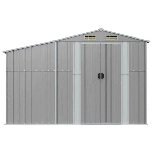 vidaXL Garden Shed Grey Galvanized steel, Polypropylene Large