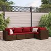 vidaXL Patio Lounge Set Brown with Cinnamon Red cushions